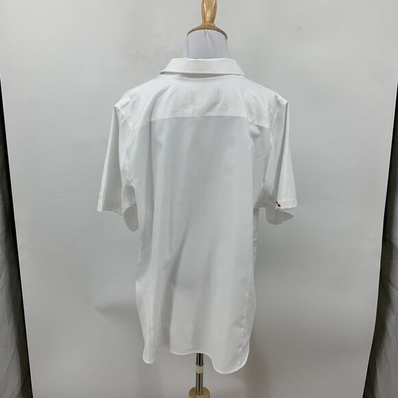 American Airlines Lands End Button Shirt Plus 18W White Herringbone Short Sleeve - Picture 5 of 12
